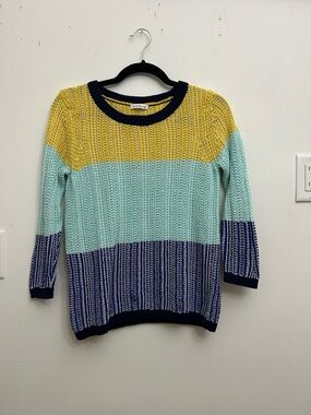 Club Monaco Colorblock Open Knit Cotton Top